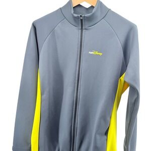 runDisney Jacket Gray Yellow Disneyland Paris Track Jacket Size L